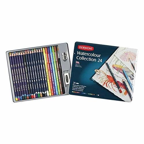 Derwent - Set de 24 lápices acuarelables en estuche metálico