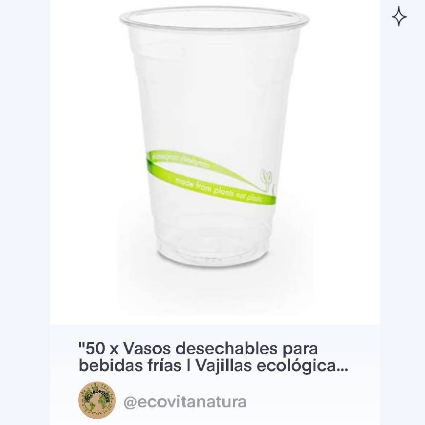 Productos 50 x Vasos desechables 100% biodegradable compostables 