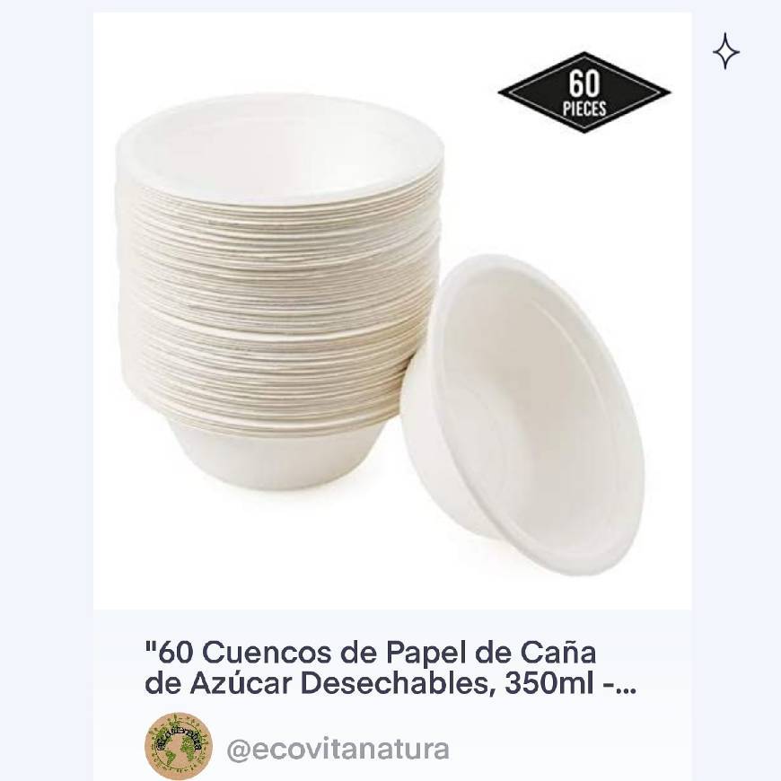 Productos 60 Cuencos de Papel de Caña de Azúcar Desechables