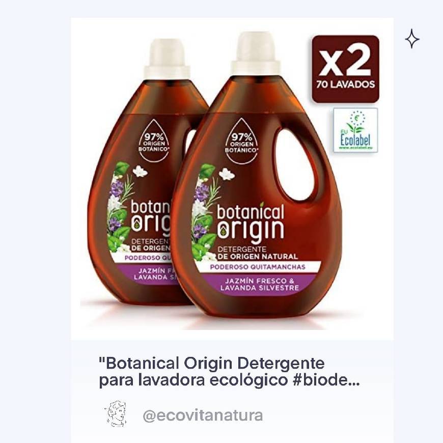 Producto Botanical Origin Detergente para lavadora ecológico