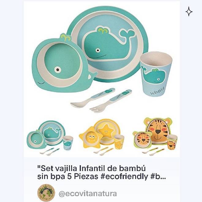 Product Set vajilla Infantil de bambú sin bpa 5 Piezas #ecofriendly 