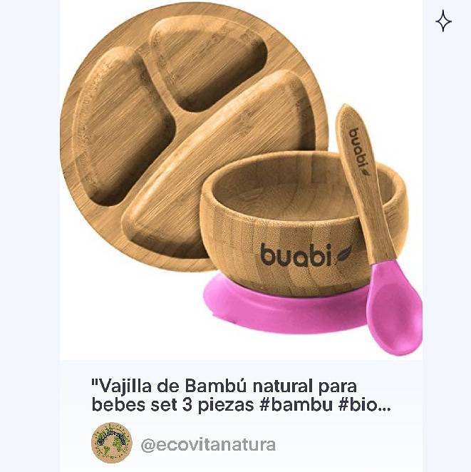 Producto Vajilla de bambú natural 3 pzs para bebes #baby #bambu 