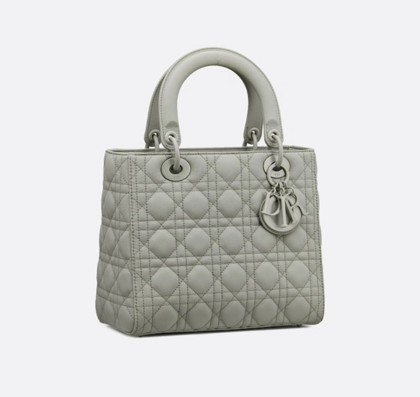 Product MEDIUM GRAY STONE LADY DIOR MATTE CALFSKIN BAG