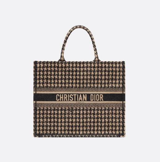 DIOR BOOK TOTE IN EMBROIDERED MULTICOLOR LUREX HOUNDSTOOTH