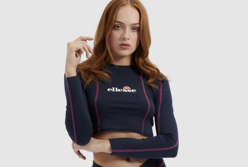 Social Mariama cropped long-sleeve t-shirt navy
