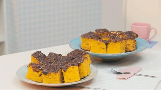 Carrot cake with brigadeiro topping