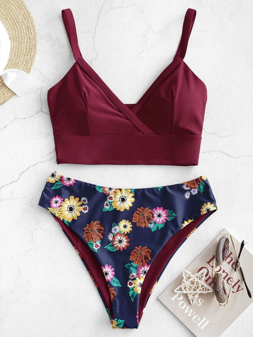 Zaful florar surplice tankini swimwear