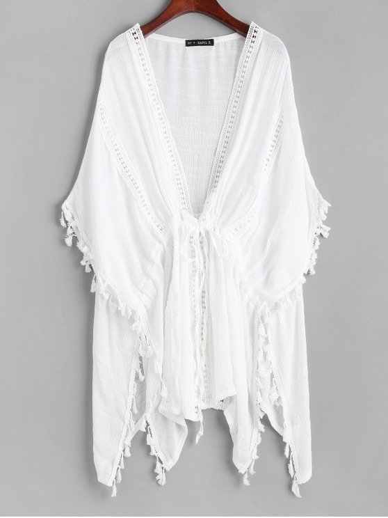 Product Zaful tassel batwing sleeve crochet trim beach cover up