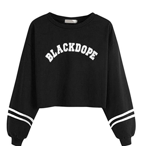 Social Mujer Sudaderas Cortas, Venmo 2017 Otoño BLACKDOPE Impresión Manga Larga Blusa Tops