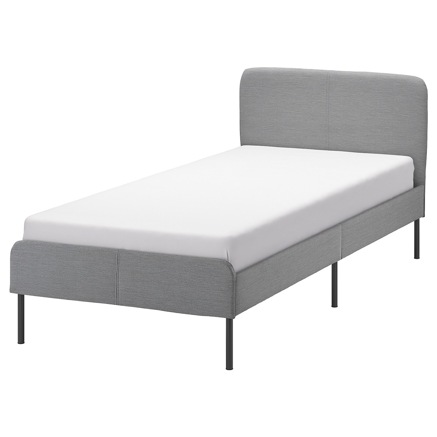 Moda Estrutura de cama acolchoada, Knisa cinz clr, 90x200 cm