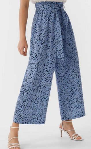 Calças culottes fluidas com estampado