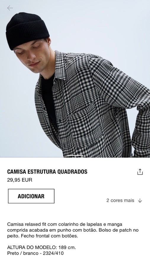 Producto Camisa estrutura quadrados