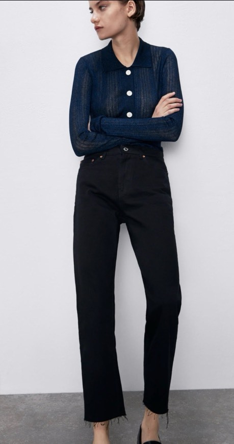 App Ankle Straight Black Jeans