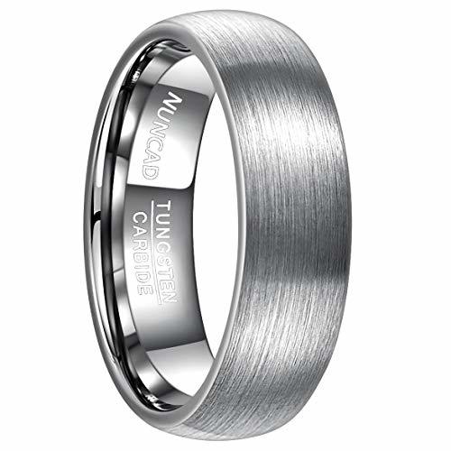 Moda NUNCAD Anillo Hombre Mujer Parejas Plateado de Tungsteno 7mm de Ancho para