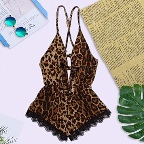 Home ISKER Ladies' Pajamas 2019 Leopard Halter de Cross Mulheres Costura Conjunto de