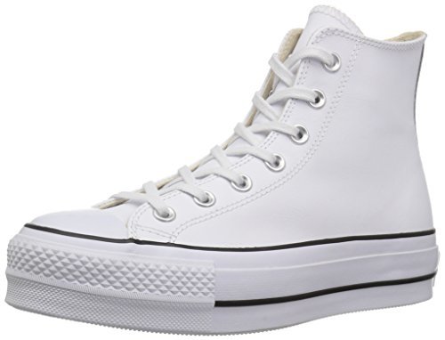 Fashion Converse Chuck Taylor CTAS Lift Clean Hi, Zapatillas Altas para Mujer, Blanco