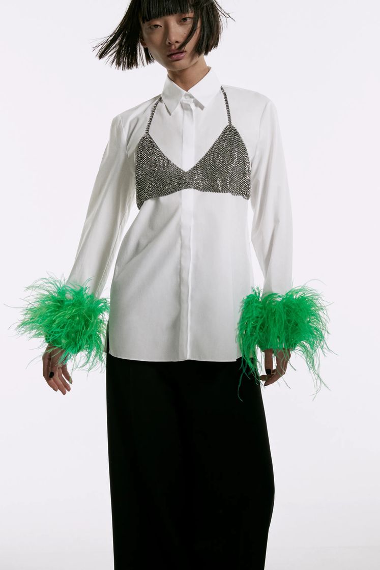 Moda Camisa plumas