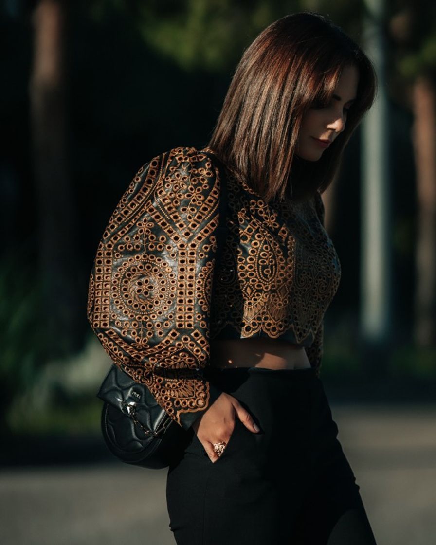 Social Blusa cropped efeito pele