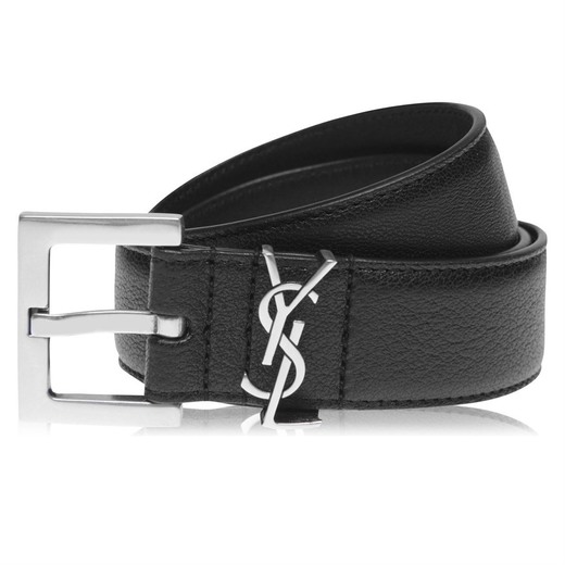MONOGRAM BELT WITH SQUARE BUCKLE IN SUEDE