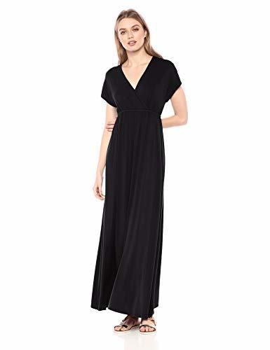 Amazon Essentials - Vestido maxi de sobrepelliz para mujer, Negro, US M