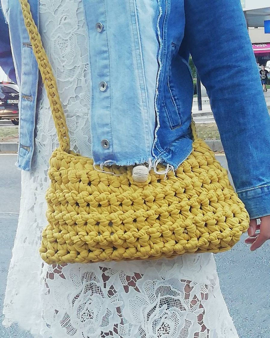 Fashion Bolsa de tecido ponto croché super linda ideal para o verão 