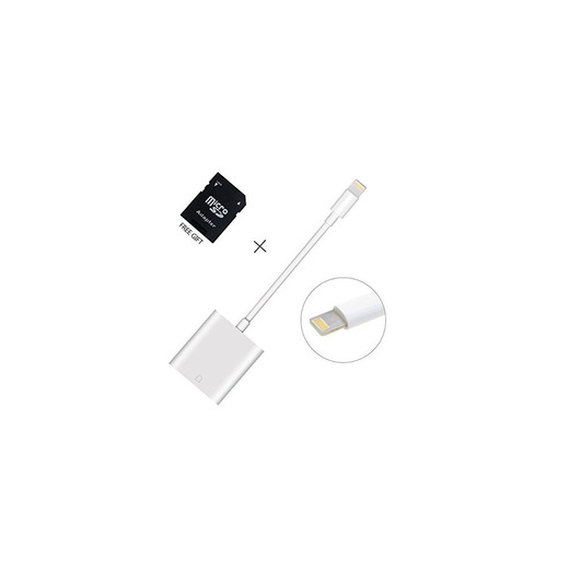Lector de Tarjeta de Cámara Visor para iPhone iPad, Lightning SD Adaptador