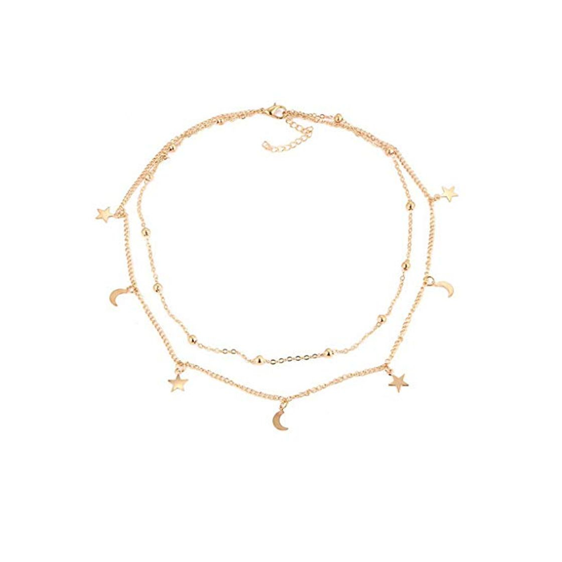 Social Aiming Mujeres Luna Estrellas Capas Dobles del Collar de señora Girl aleación
