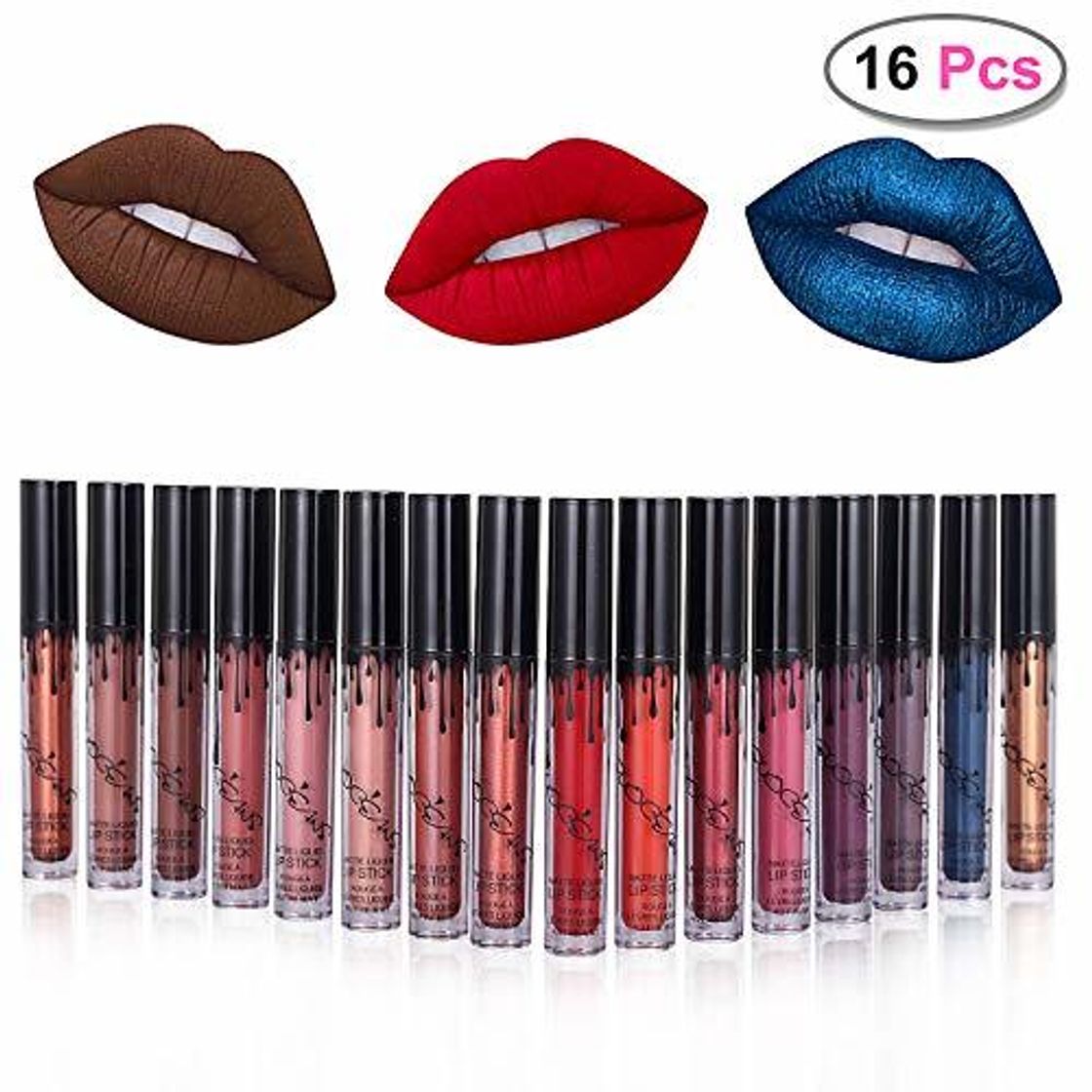 Social 16 colores impermeable mate brillo de labios pintalabios maquillaje líquido Pintalabios belleza