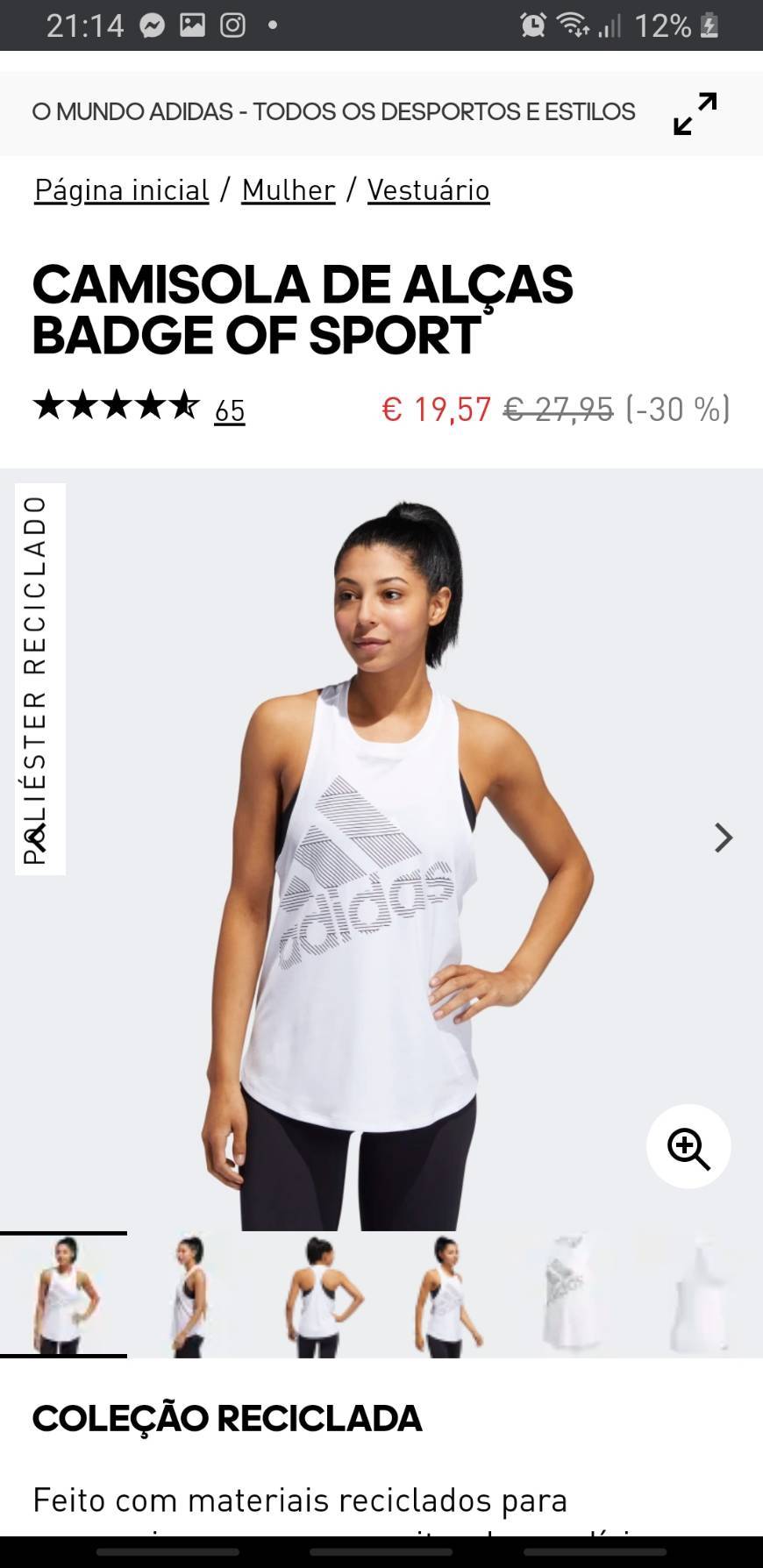 Moda Camisola de alças Adidas 