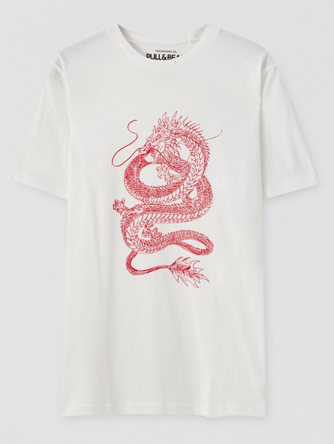 Productos T-shirt em branco com ilustração de dragão 