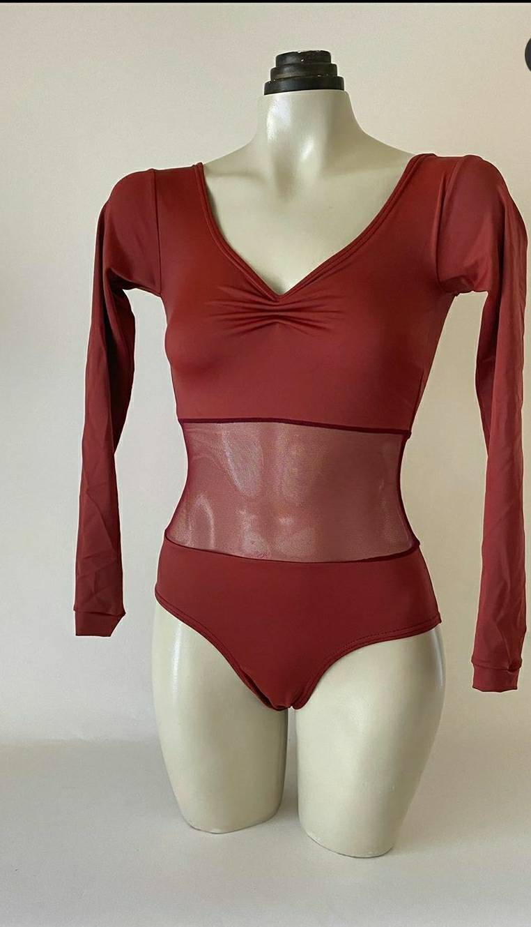 Fashion Maillot vermelho de rede na barriga