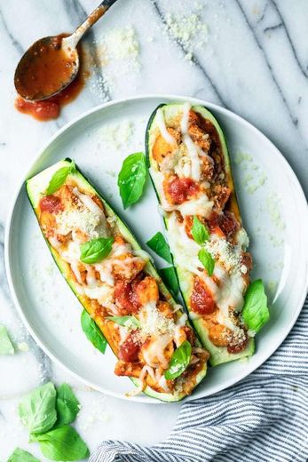 Chicken Stuffed Zucchini Boats | FeelGoodFoodie