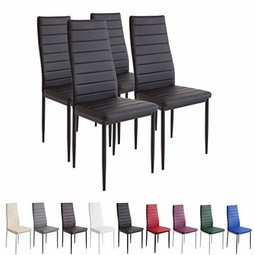 Home Albatros Milano - Set de 4 sillas de Comedor, Estructura metálica y