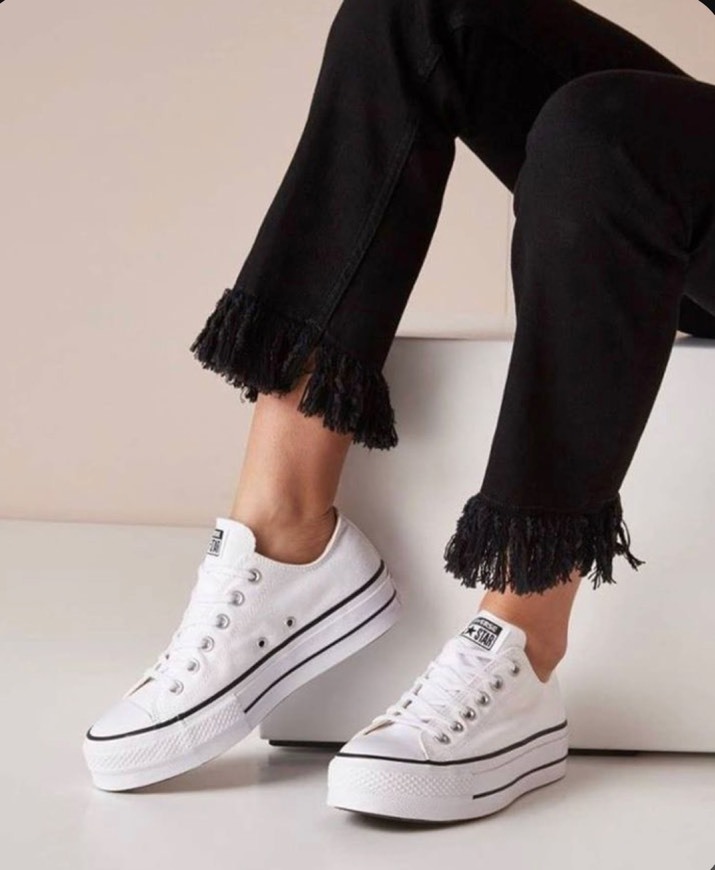 Moda Converse Chuck Taylor CTAS Lift Ox Canvas, Zapatillas para Mujer, Blanco