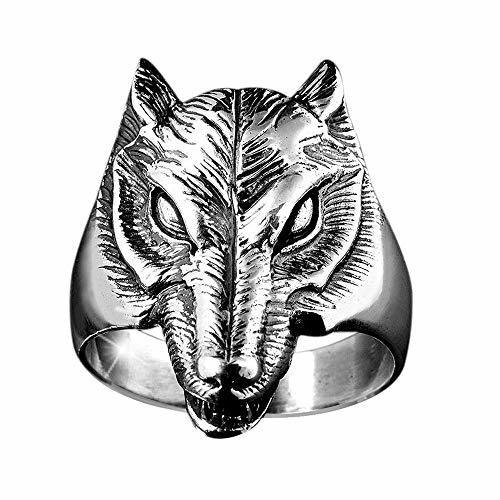 Lugar MATERIA – Anillo Hombre Mujer Wolf predatore – Anillo de plata de ley 925 maciza 10