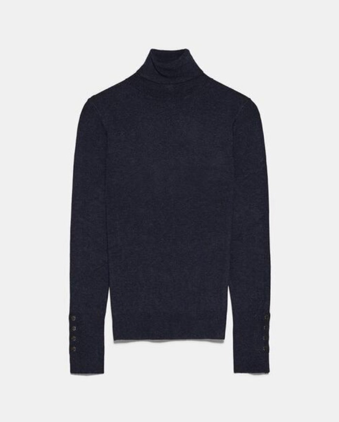 Sweater básica de gola subida cinzento-vigoré 