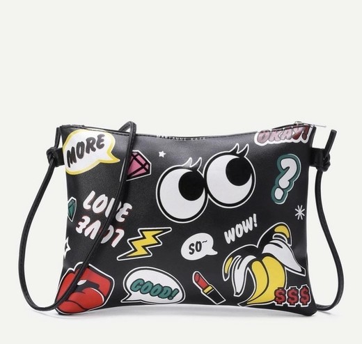 Bolso de mano con estampados de emoticonos 