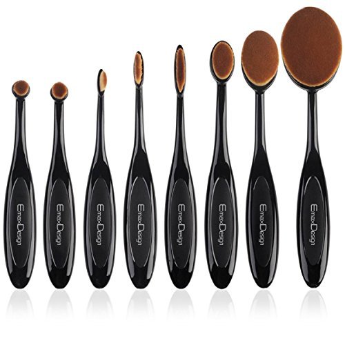 Social EmaxDesign ovalada Juego de brochas de maquillaje 8pcs Profesional Fundación Corrector Blending