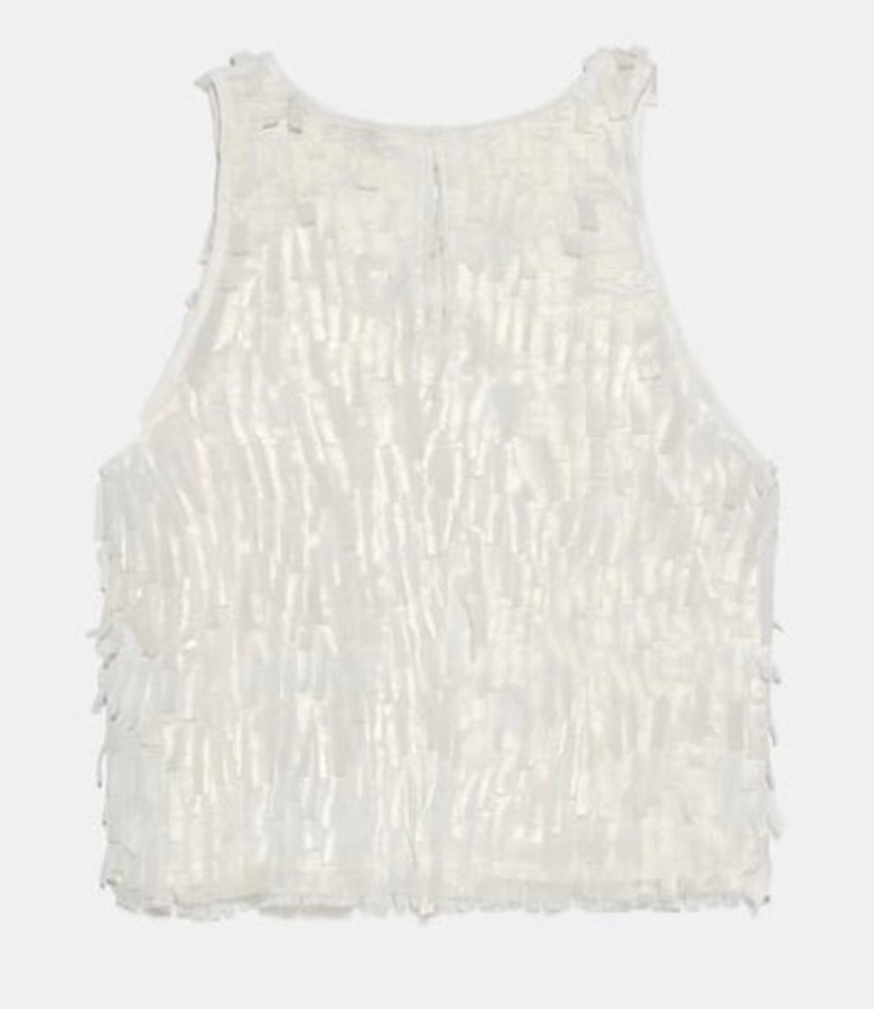 Fashion Top Branco com franjas - Zara