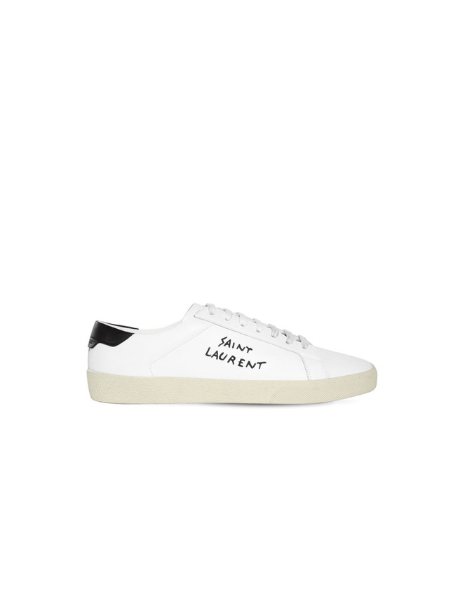 Producto Saint Laurent Logo Embroidery Leather Sneakers