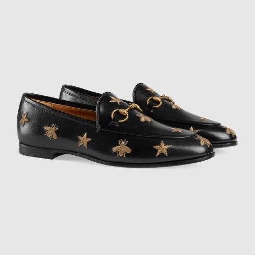 Gucci Jordaan Embroidered Leather Loafer