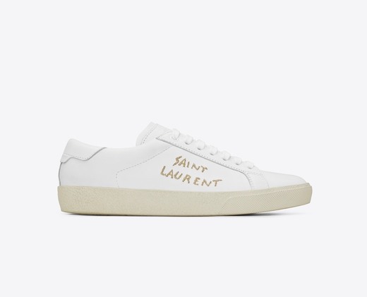 YSL Court Classic Embroidered Sneakers Leather