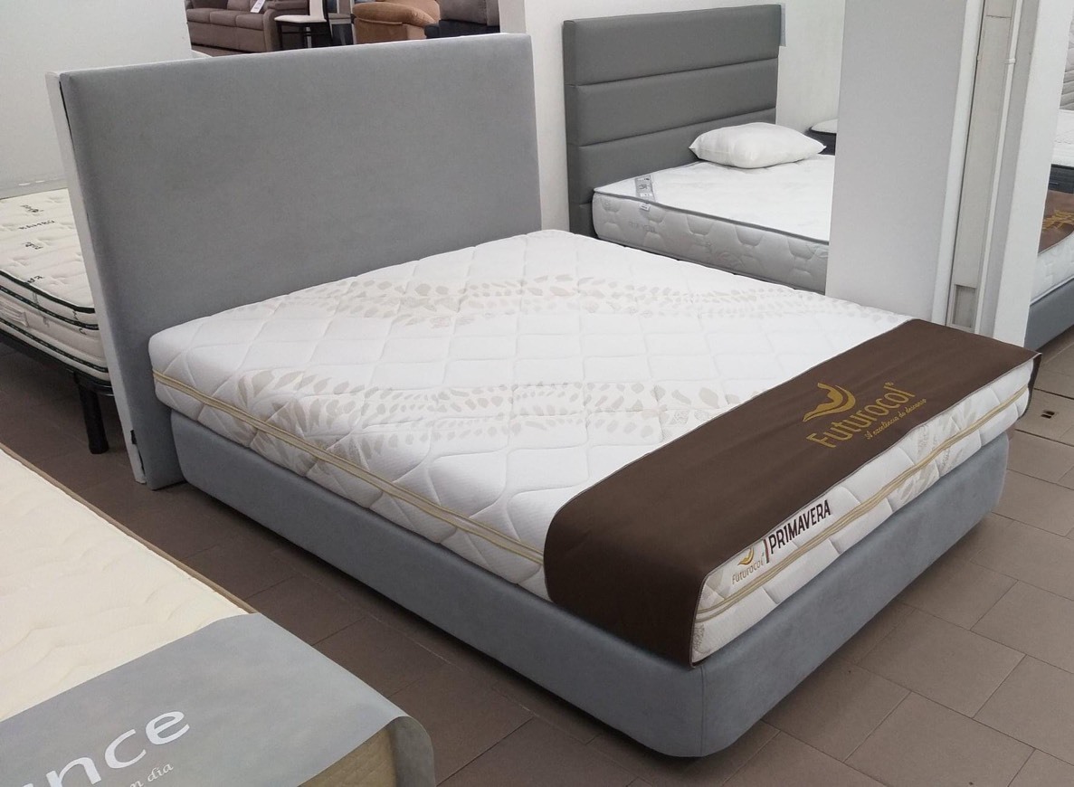 Product Cama com cabeceira cinza 