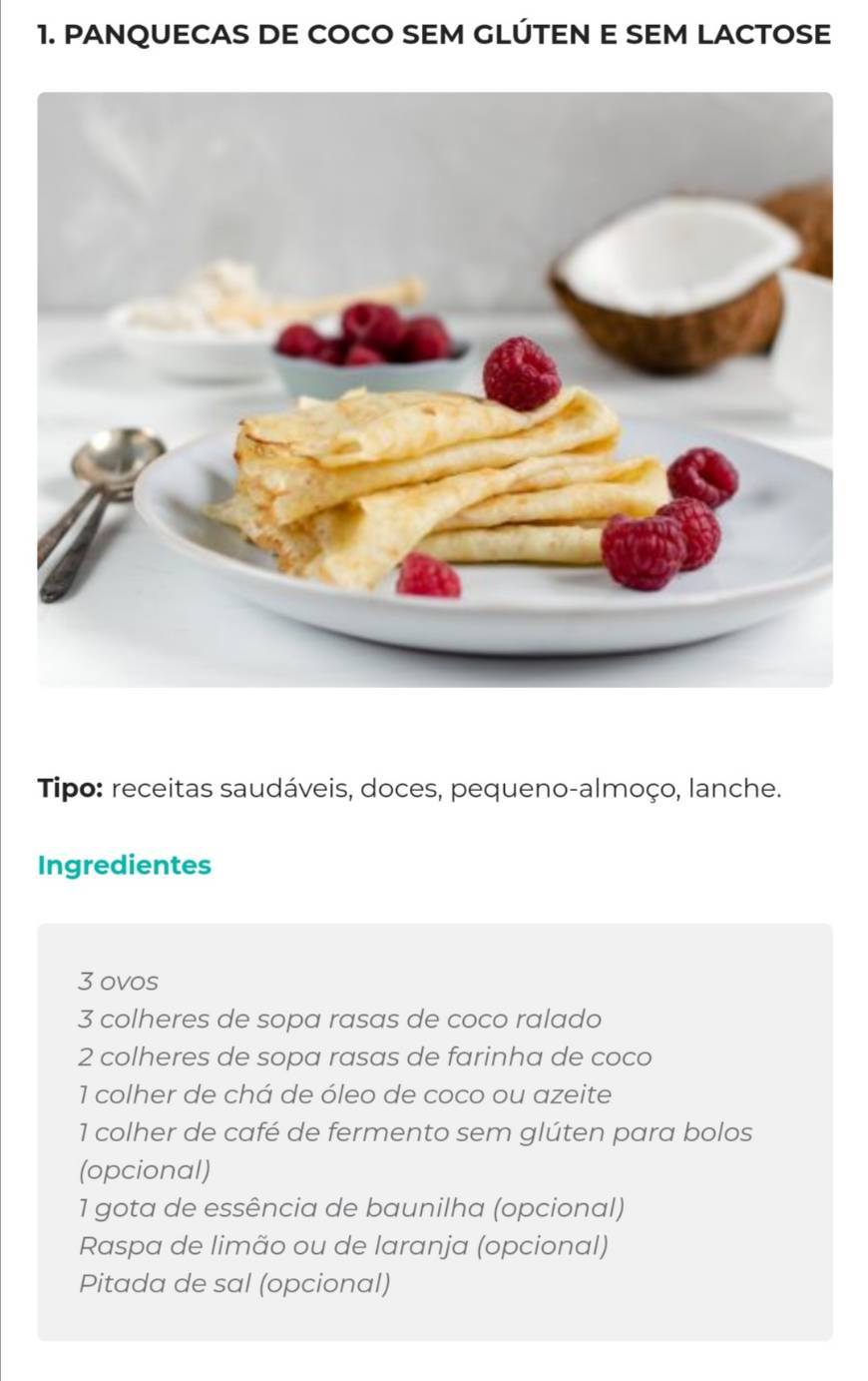 Moda Panquecas de coco sem gluten e sem lactose 