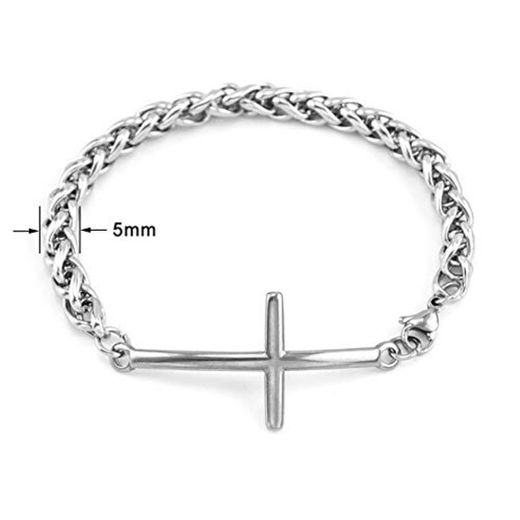 Stainless Steel Cross Charm Wheat Bracelets 5
