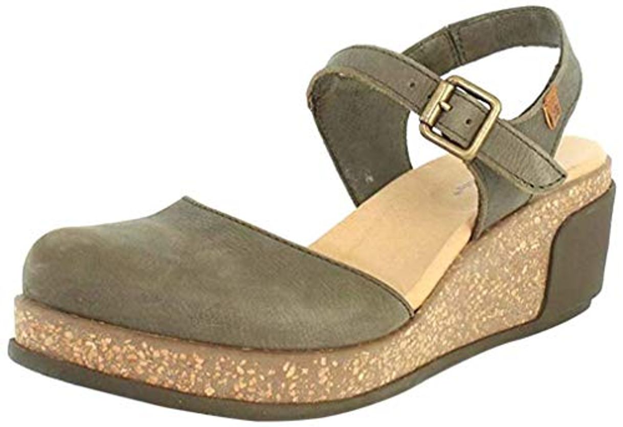 Fashion El Naturalista N5001 Leaves Mujer Sandalias de cuña,Sandali,con Zeppa,Platform,piattaforma,Scarpe di Estate,confortevole,piatta,Kaki,41 EU