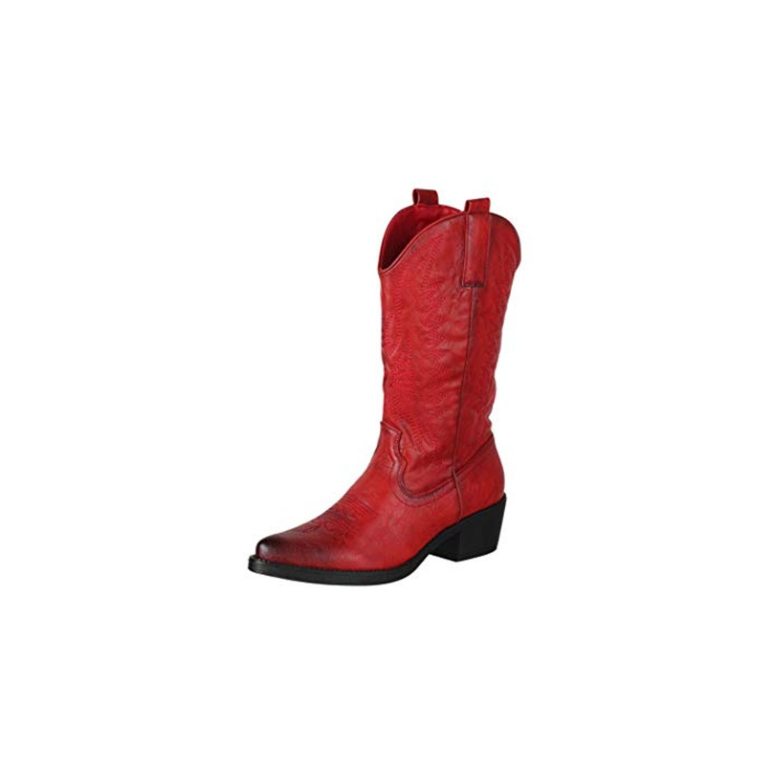 Social Elara Botas de Vaquero Mujer Estilo Motero Chunkyrayan Rojo 301