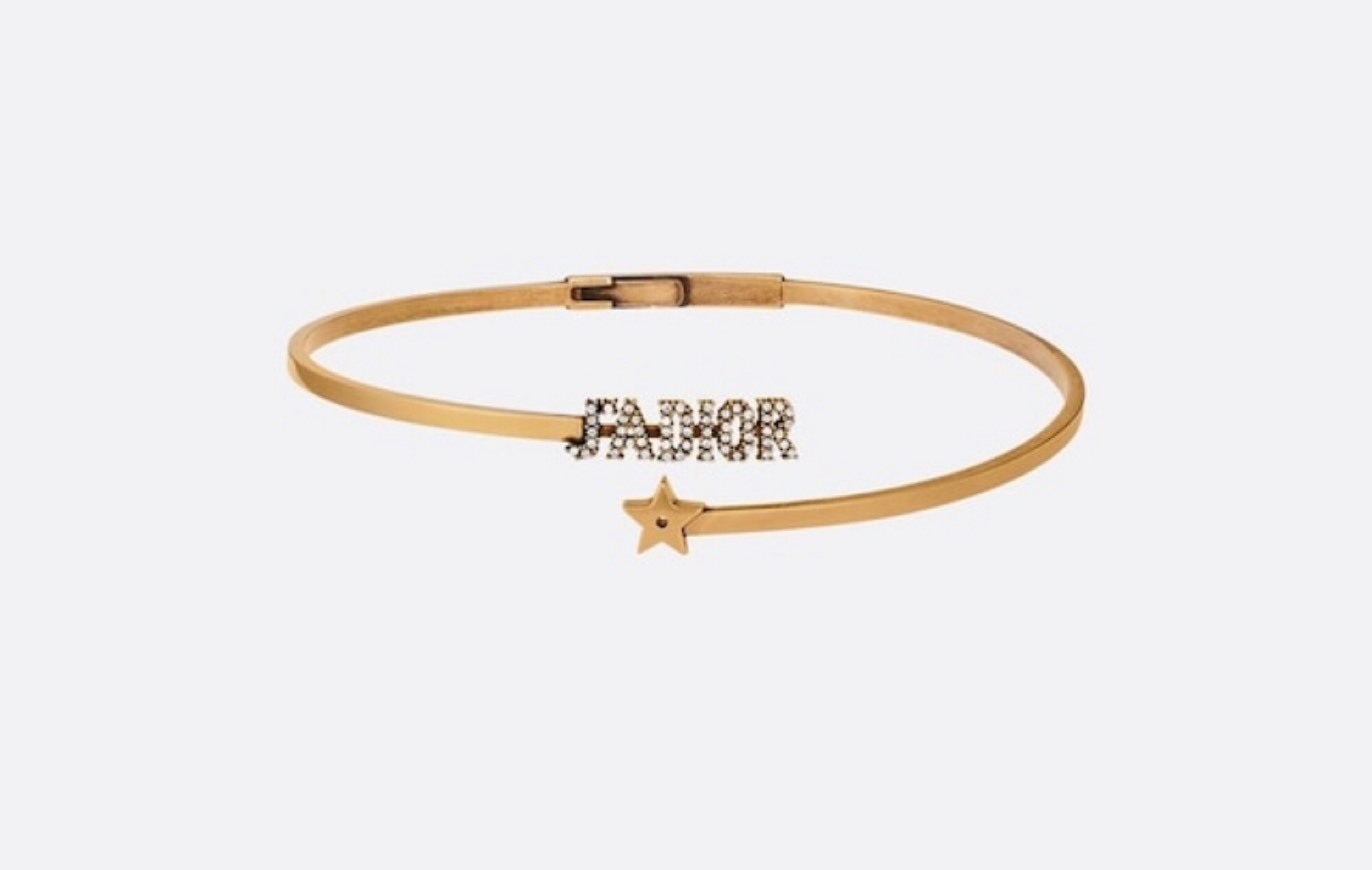 Products WHITE CRYSTAL ‘J’ADIOR’ ANTIQUE GOLD FINISH CHOKER