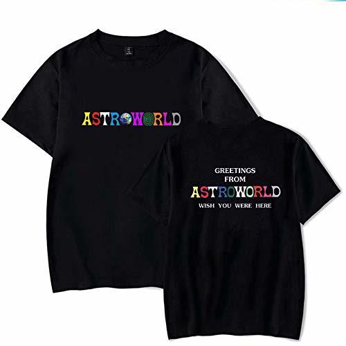 Fashion Camiseta Travis Scott Lollapalooza Astroworld Smiley World Camiseta de algodón de Verano