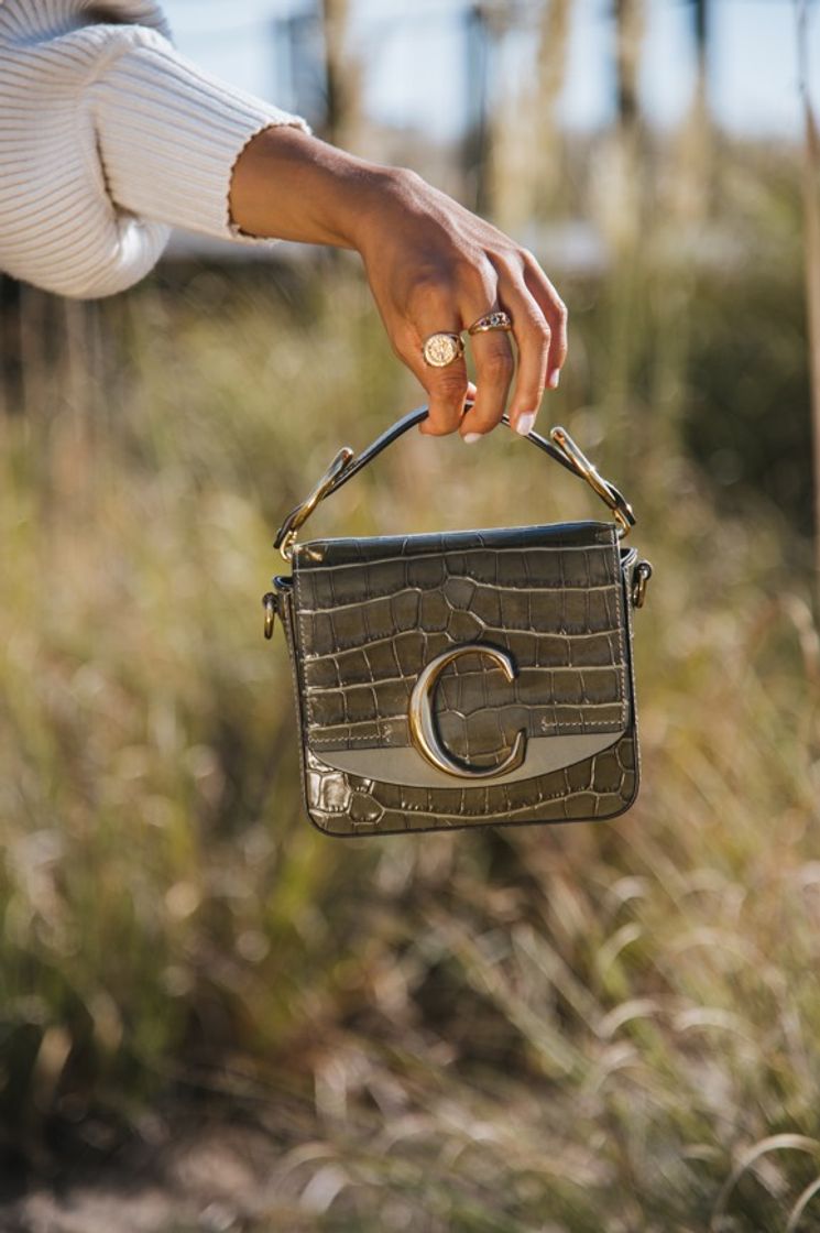 Moda Mini Chloé C Bag In Embossed Croco Effect On Calfskin